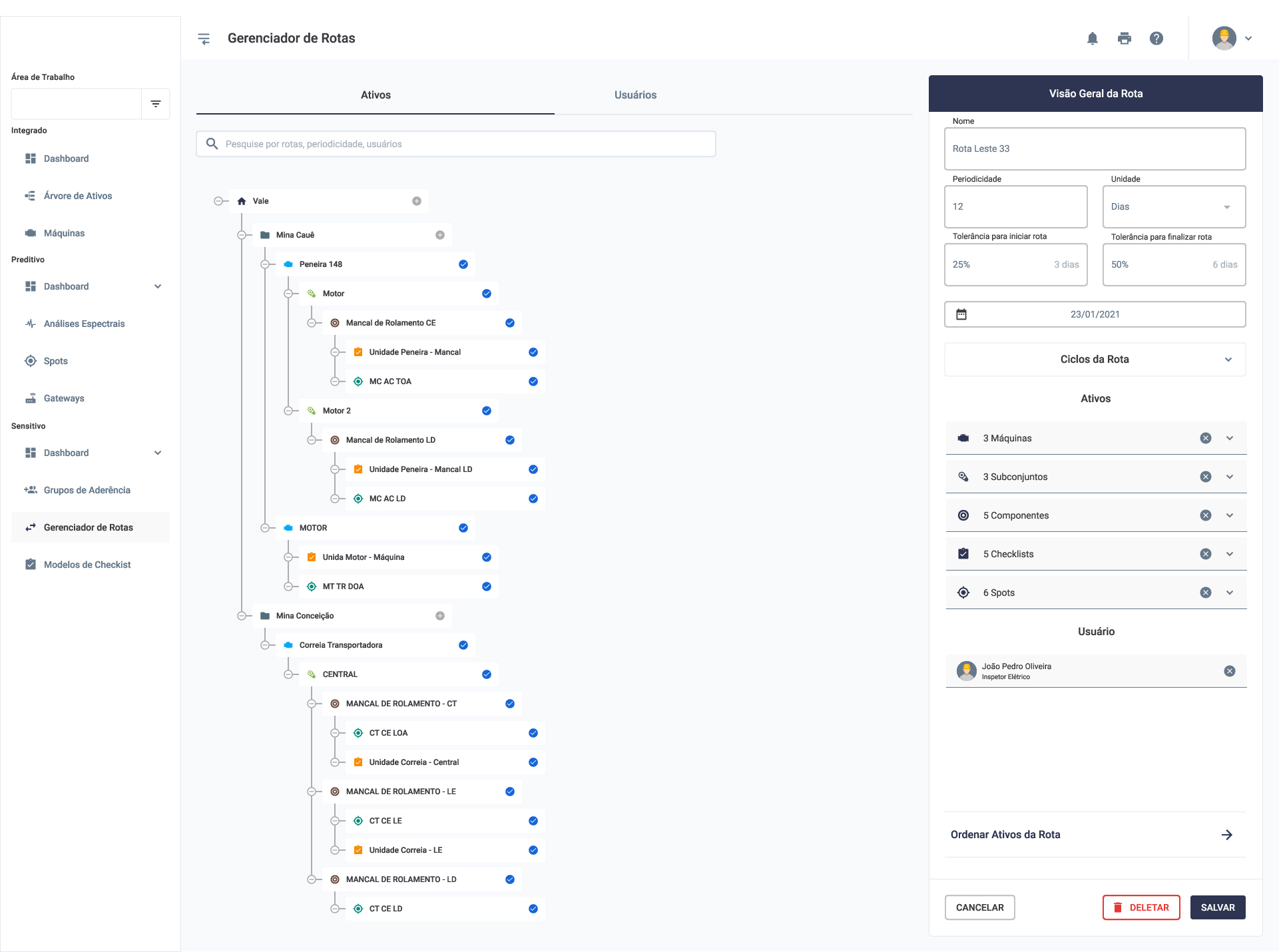 Como administrar sus rutas de inspección sensitiva